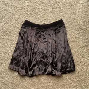 Reformation mini velvet skater skirt dark brown xs